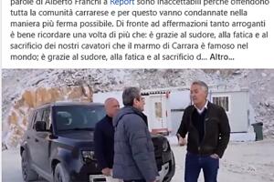 Anche dal sindaco di Carrara Serena Arrighi arriva la condanna alle parole di Alberto Franchi a Report