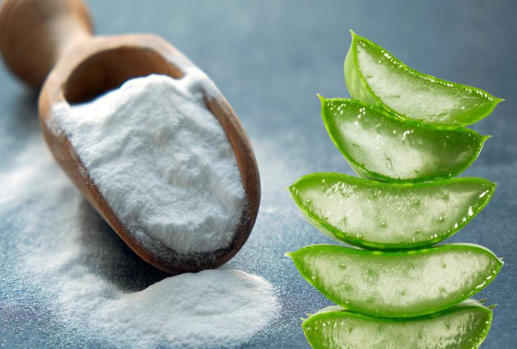 Bicarbonato di sodio e aloe vera